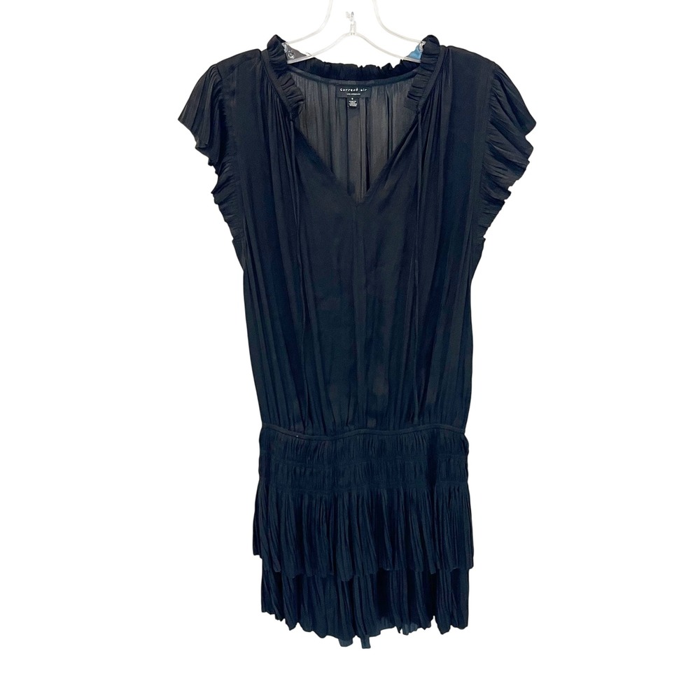Current Air Los Angeles Black Pleated Ruffle Mini Dress Chic Size Small